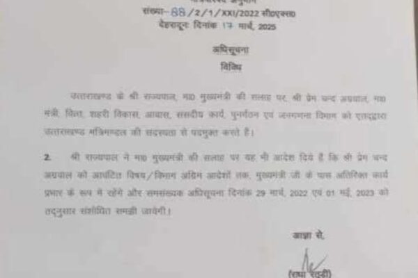 कैबिनेट मंत्री प्रेमचंद अग्रवाल का इस्तीफा स्वीकार