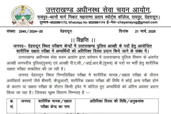 सिपाही भर्ती के फिजिकल टेस्ट में वंचित अभ्यर्थियों को अंतिम मौका