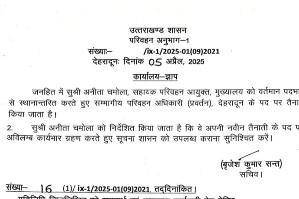 परिवहन विभाग में तबादले, संदीप सैनी बने आरटीओ(प्रशासन) देहरादून परिवहन विभाग में तबादले, संदीप सैनी बने आरटीओ(प्रशासन) देहरादून