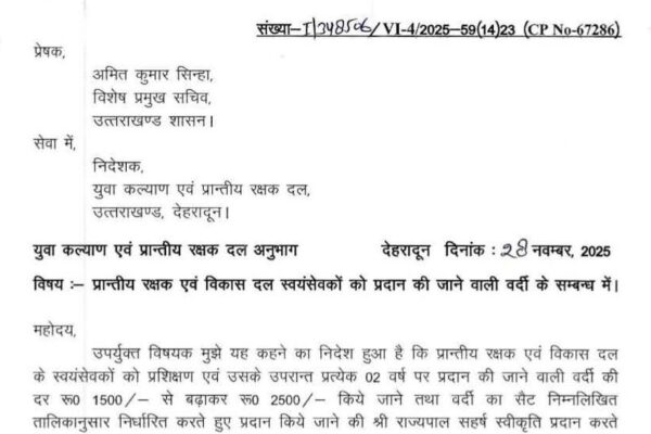 पीआरडी स्वयंसेवकों को अब मिलेगा ₹2500 वर्दी भत्ता