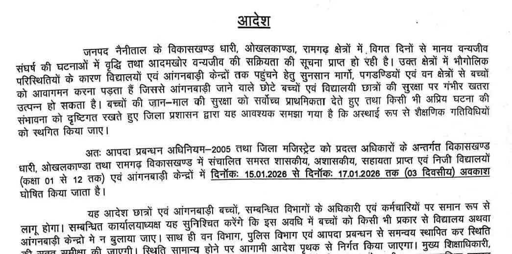 उत्तराखंड के इस इलाके में ‘आदमखोर’ का खौफ, स्कूलों में तीन दिन तक छुट्टी