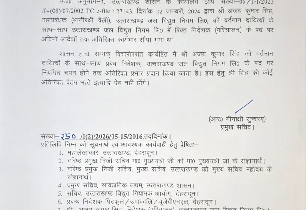 बिग एक्शन : सरकार ने UPCL के MD अनिल कुमार और UJVNL के MD संदीप सिंघल को हटाया, इन्हें सौंपा चार्ज