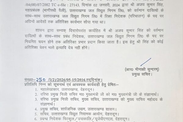 बिग एक्शन : सरकार ने UPCL के MD अनिल कुमार और UJVNL के MD संदीप सिंघल को हटाया, इन्हें सौंपा चार्ज